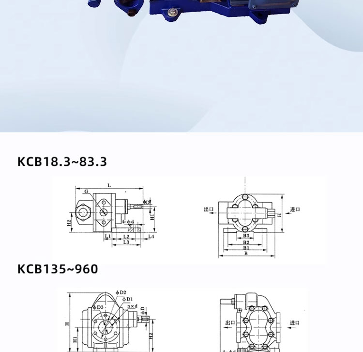 进口KCB齿轮泵电动齿轮泵KCB18.3_33.3_55_83.3液压泵输送泵齿轮油泵(图2)