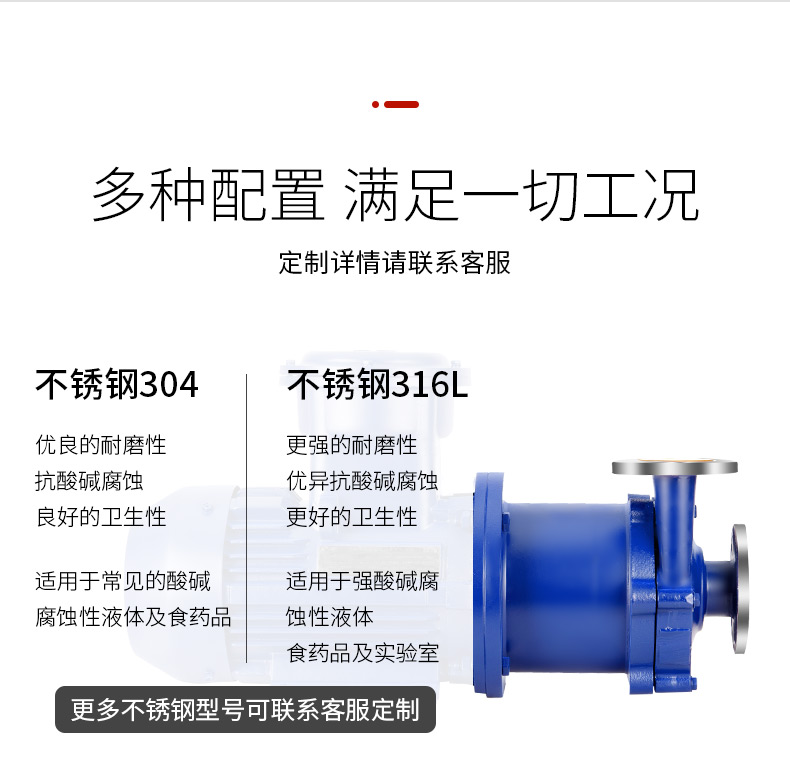 进口不锈钢磁力泵304_316耐酸碱耐腐蚀无泄漏防爆磁力驱动化工泵(图4)