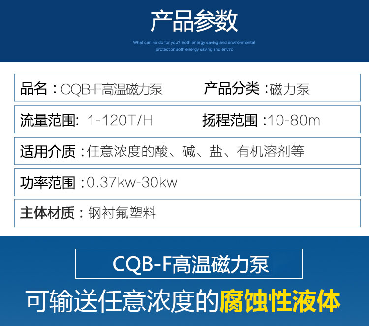 进口氟塑料磁力泵CQBF高温耐酸碱防腐蚀化工泵PFA无泄漏磁力驱动泵(图3)