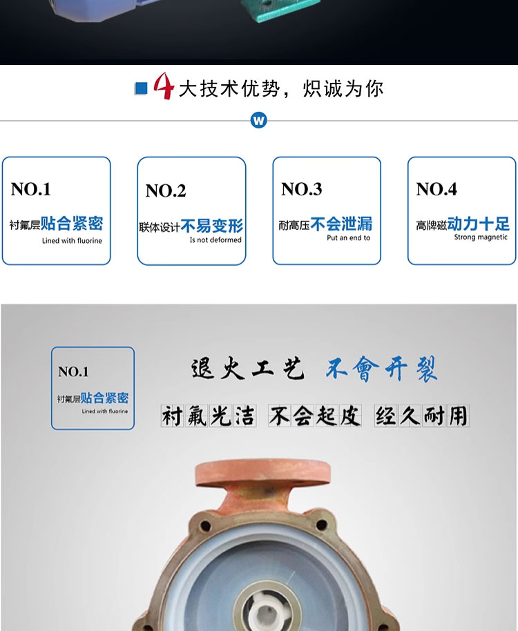 进口氟塑料磁力泵CQBF钢衬四氟耐酸碱防腐蚀无泄漏驱动化工卧式离心泵(图9)