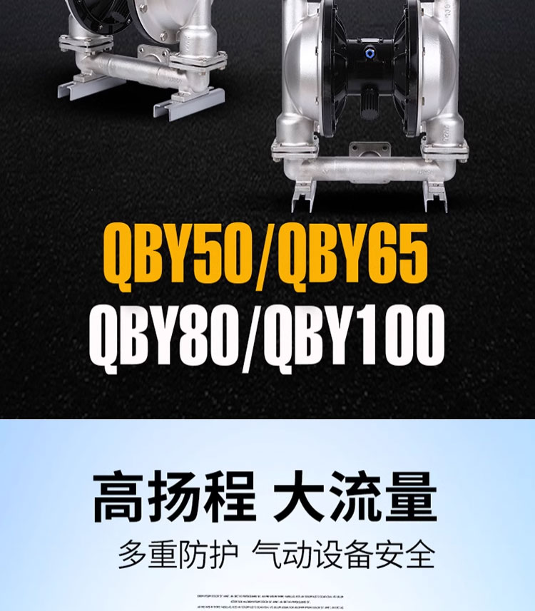 进口不锈钢气动隔膜泵 QBY-K50_65_80_100耐酸碱泵化工气泵(图7)