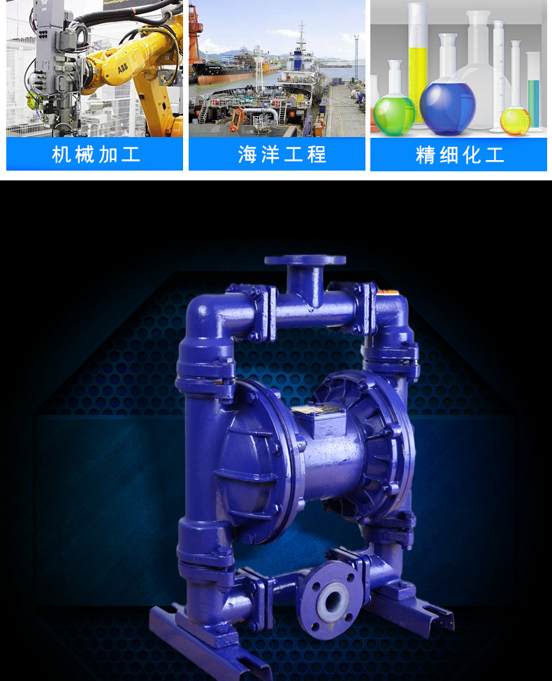 进口流体衬氟气动隔膜泵 耐强酸强碱四氟气动隔膜泵(图4)