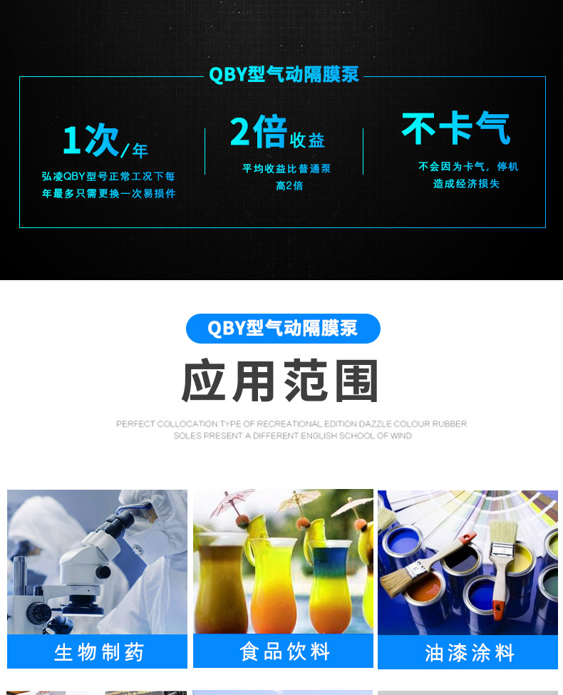 进口Y工程塑料气动隔膜泵 压滤机隔膜泵 QBY-50PP材质隔膜泵(图3)