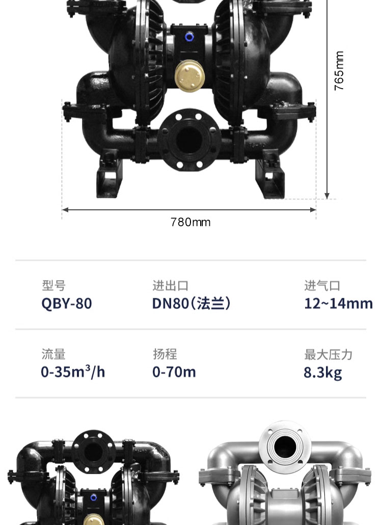 进口隔膜泵 铝合金铸铁塑料隔膜泵气动隔膜泵不锈钢压滤机泵(图9)