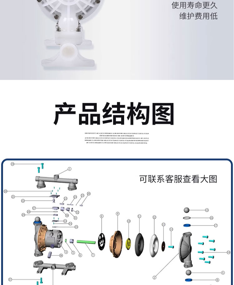 进口耐酸碱塑料隔膜泵QBY_QBK泥浆耐腐蚀气泵单向气动隔膜泵塑料PP(图11)