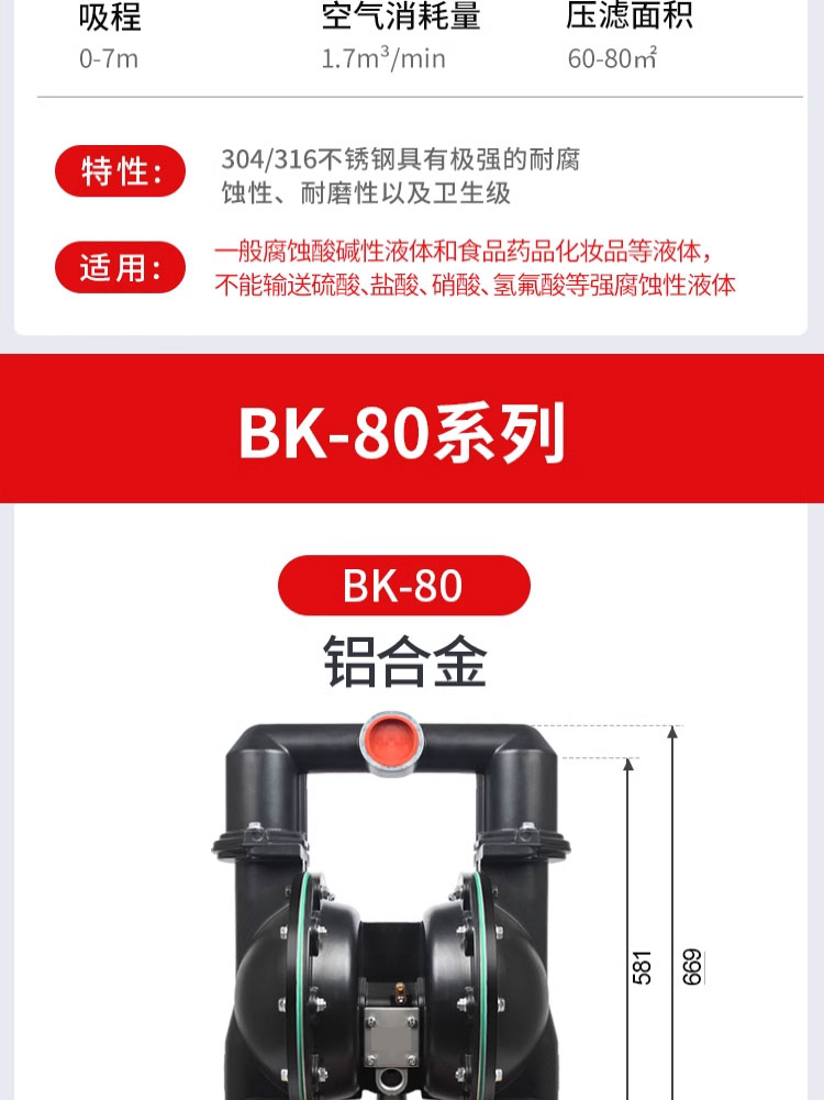 进口气动隔膜泵BK增强型QBY25_40_50不锈钢铝合金运输胶水杂质泵(图20)