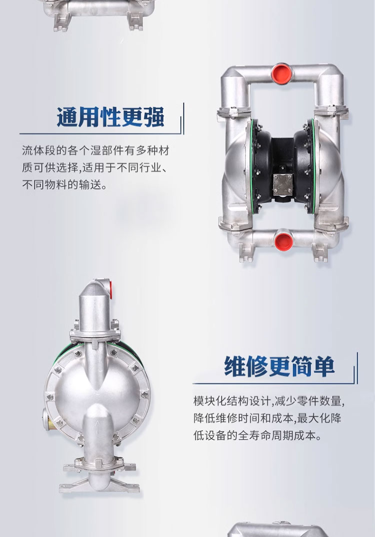 进口气动隔膜泵耐酸碱耐腐蚀泥浆污水泵强压力压滤机泵不锈钢隔膜泵(图9)