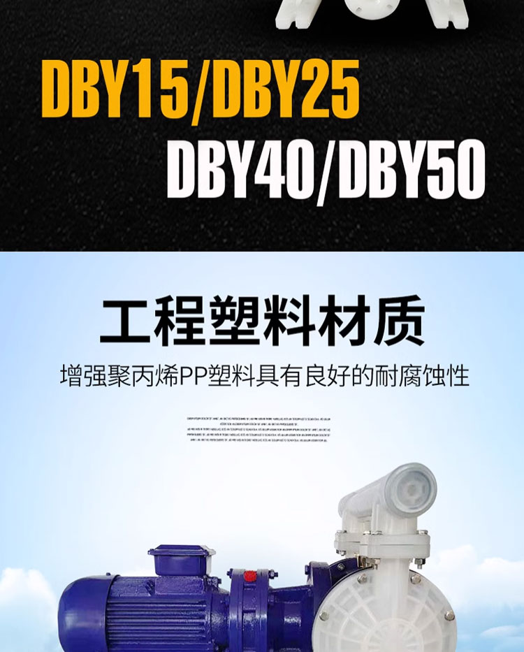 进口塑料隔膜泵 耐酸碱化工泵 DBY-15_25_40_65_80电动隔膜泵(图7)