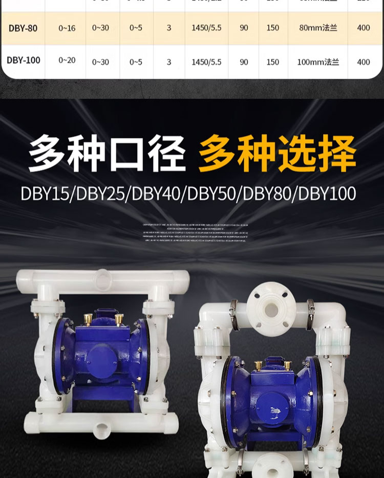 进口塑料隔膜泵 耐酸碱化工泵 DBY-15_25_40_65_80电动隔膜泵(图6)