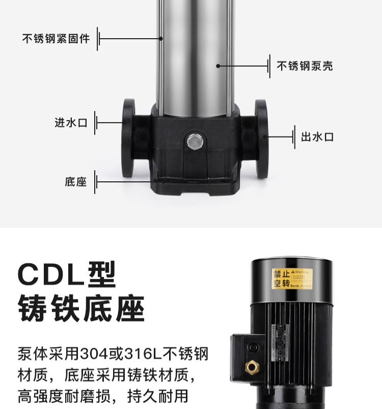 进口不锈钢多级离心泵高层变频增压泵管道循环水泵恒压无负压供水(图5)