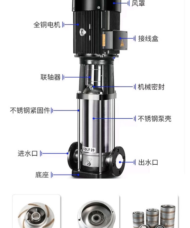 进口高扬程CDLF不锈钢立式多级离心泵变频恒压供水增压循环设备(图10)