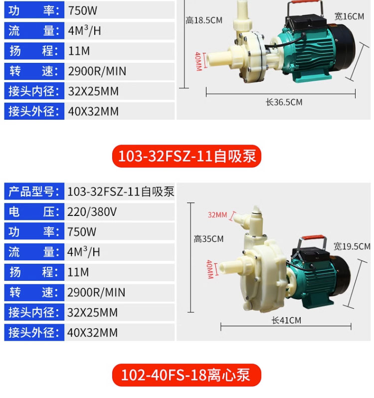 进口化工泵耐腐蚀工程塑料泵抽海水离心泵耐酸碱自吸泵防腐泵(图8)