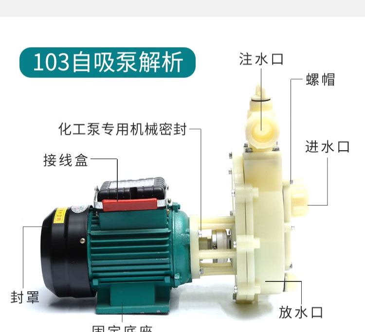 进口化工泵耐酸碱工程塑料离心泵103抽海水自吸泵耐腐蚀盐酸泵(图6)