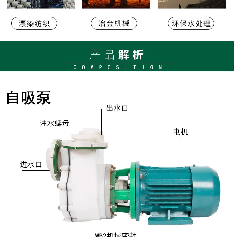 进口氟塑料合金机械密封离心泵耐腐蚀化工酸碱泵防腐泵自吸化工泵(图3)