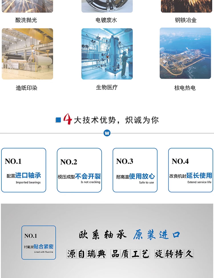 进口氟塑料合金离心泵FSB型耐腐蚀四氟泵 耐酸碱耐磨化工防腐蚀水泵(图7)