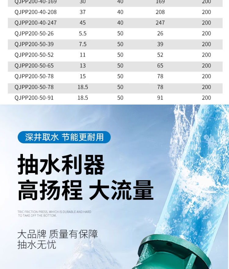 进口深井潜水泵380V三相高扬程多级潜水农用灌溉浇地井水深井泵(图11)