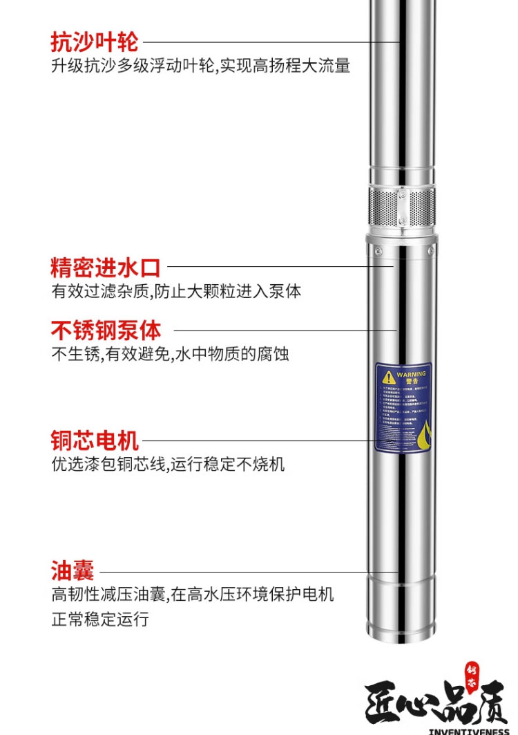 进口深井泵家用井水不锈钢潜水泵220v高扬程大流量三相380v深水抽水泵(图15)