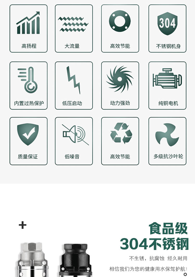 进口深井泵家用井水三相380V高扬程抽水机220V深水抽水泵深井潜水泵(图3)