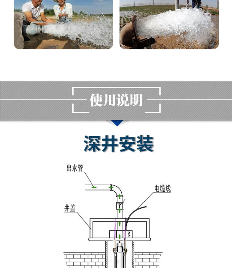 进口深井泵潜水泵380V喷灌高扬程深水泵三相高压抽水机灌溉(图14)