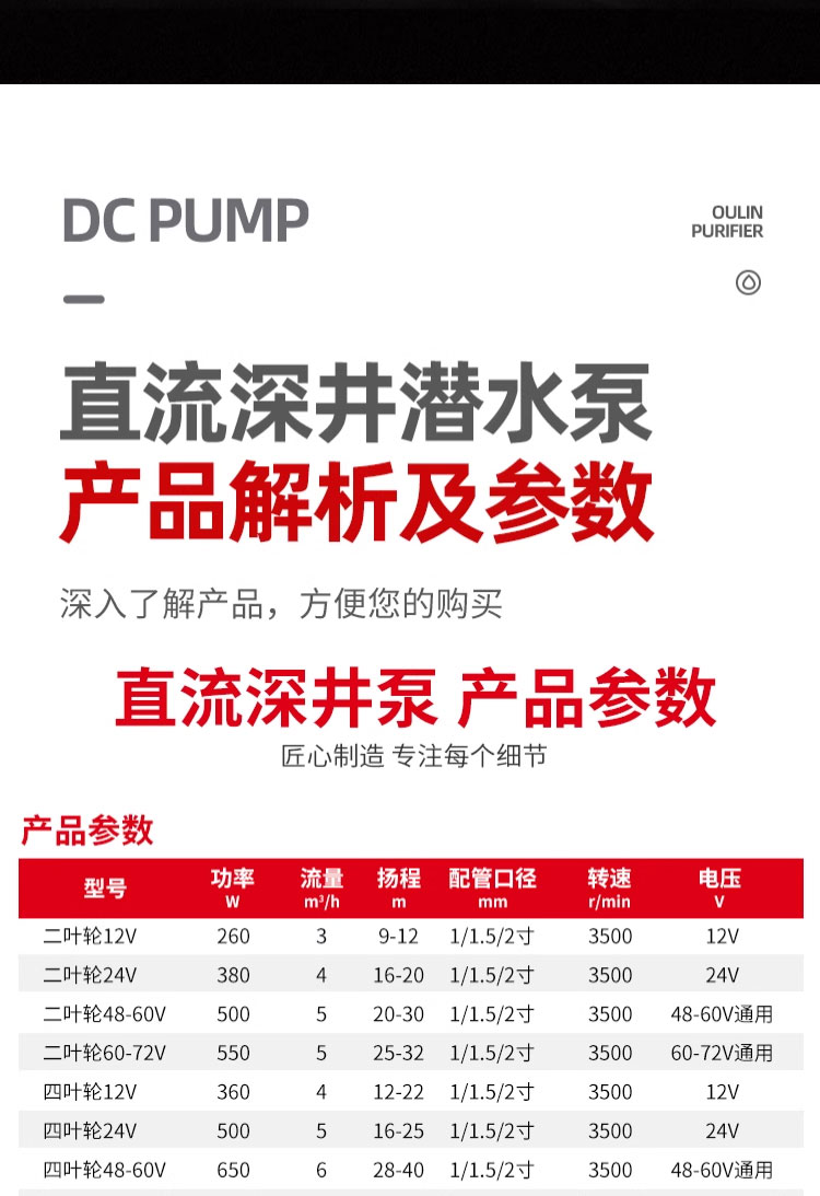 进口直流深井潜水泵高扬程12V24V48V60V72电瓶电动车不锈钢抽水机水泵(图12)