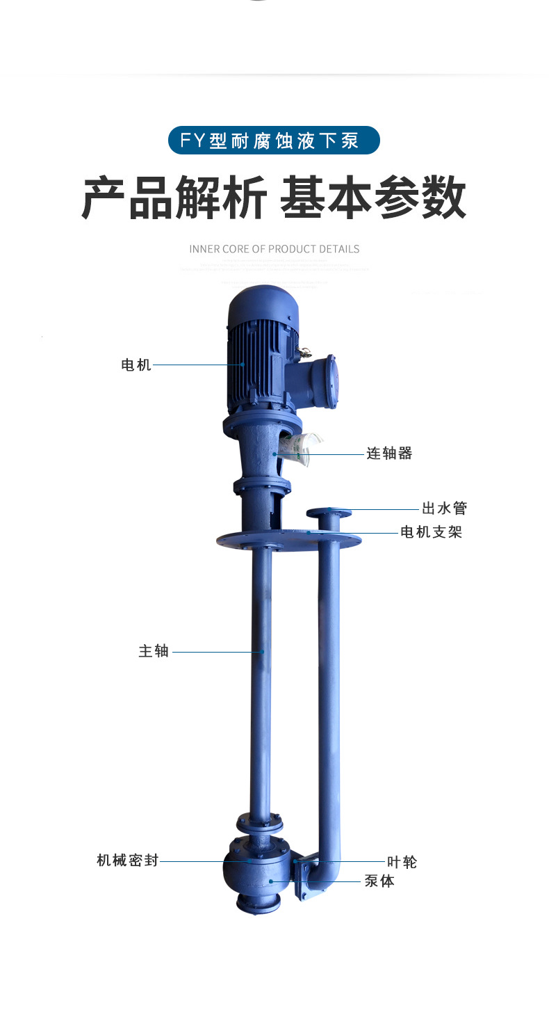 进口不锈钢液下泵 耐腐蚀液下泵 耐酸液下泵 立式化工泵(图6)