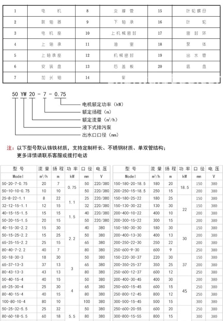 进口立式长轴单双管液下排污泵YW不锈钢污水泵无堵塞提升泵铸铁泥浆泵(图10)