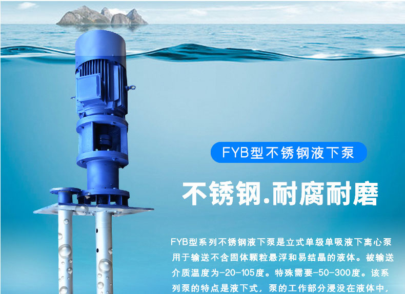 进口液下泵氟塑料 FYS耐腐蚀立式液下泵 增强聚丙烯PP液下泵(图1)