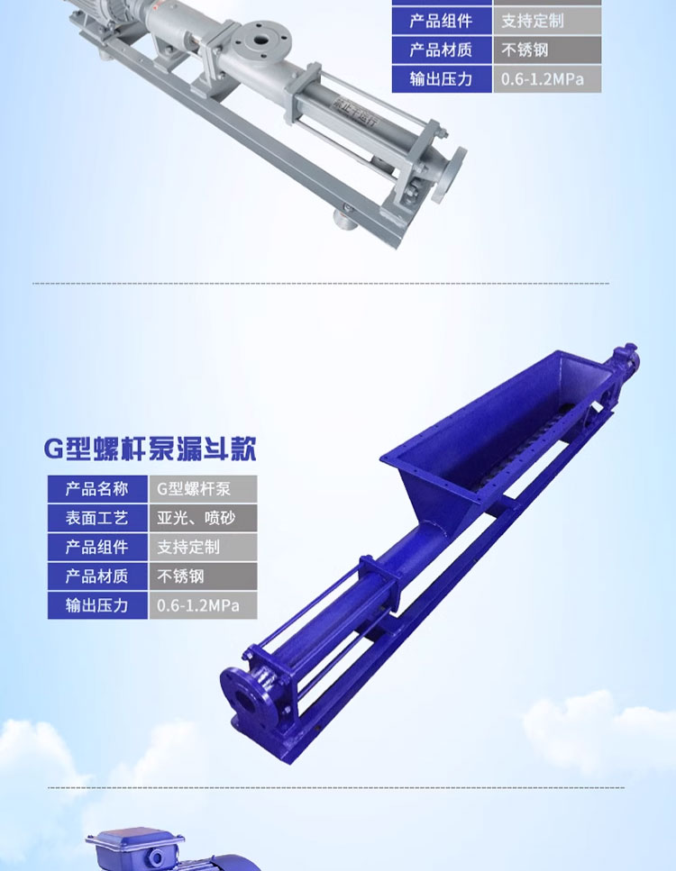 进口单螺杆泵高扬程不锈钢污泥泵G20多型号耐腐蚀自吸螺杆泵(图6)