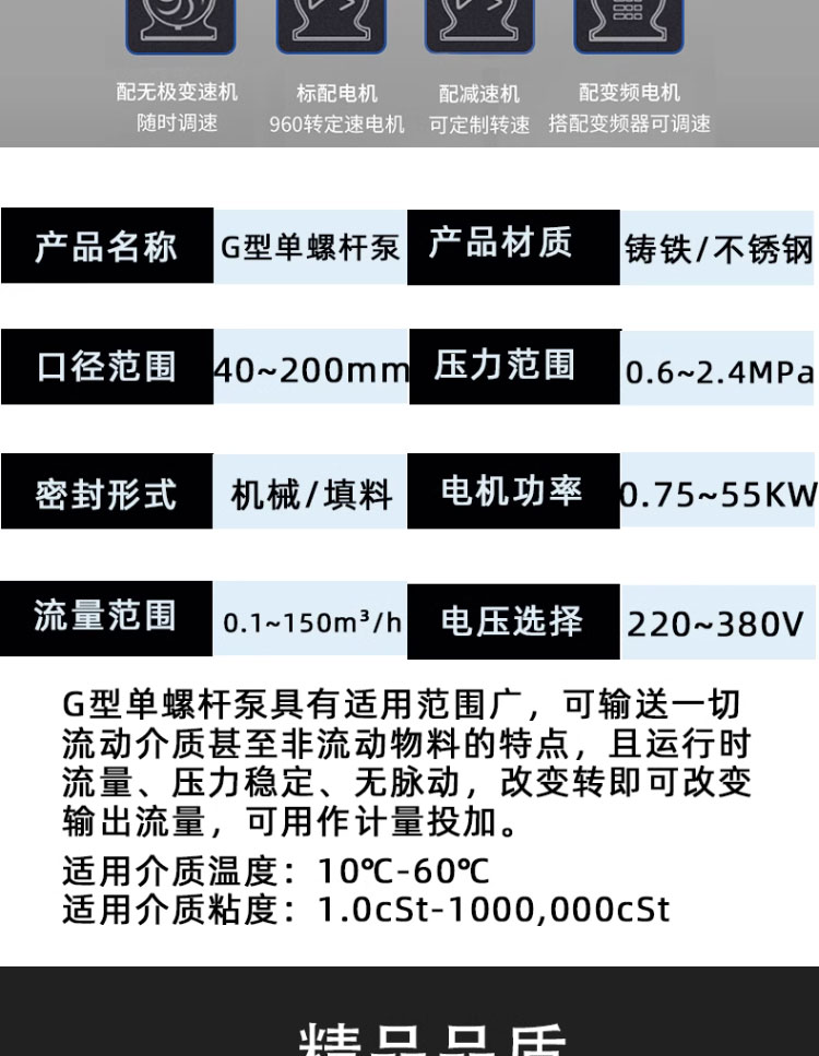 进口单螺杆泵污水泵污泥泵不锈钢螺杆泵浓浆泵输送泵高扬程压力泵(图5)