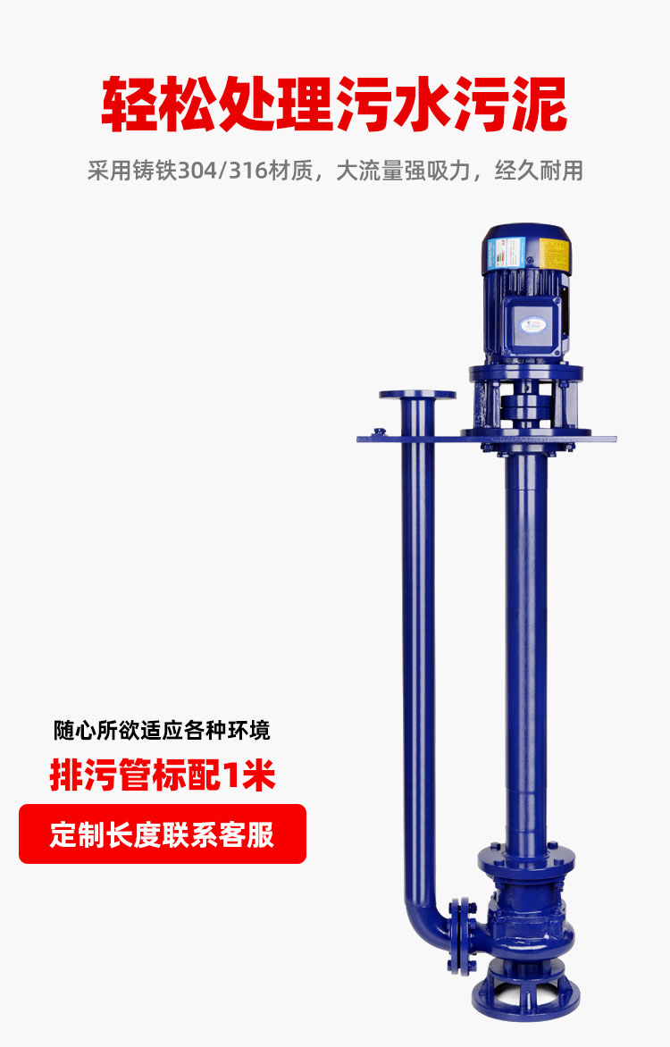 进口立式长轴液下泵防爆耐腐蚀铸铁不锈钢排污泵无堵塞液下污水泵(图4)