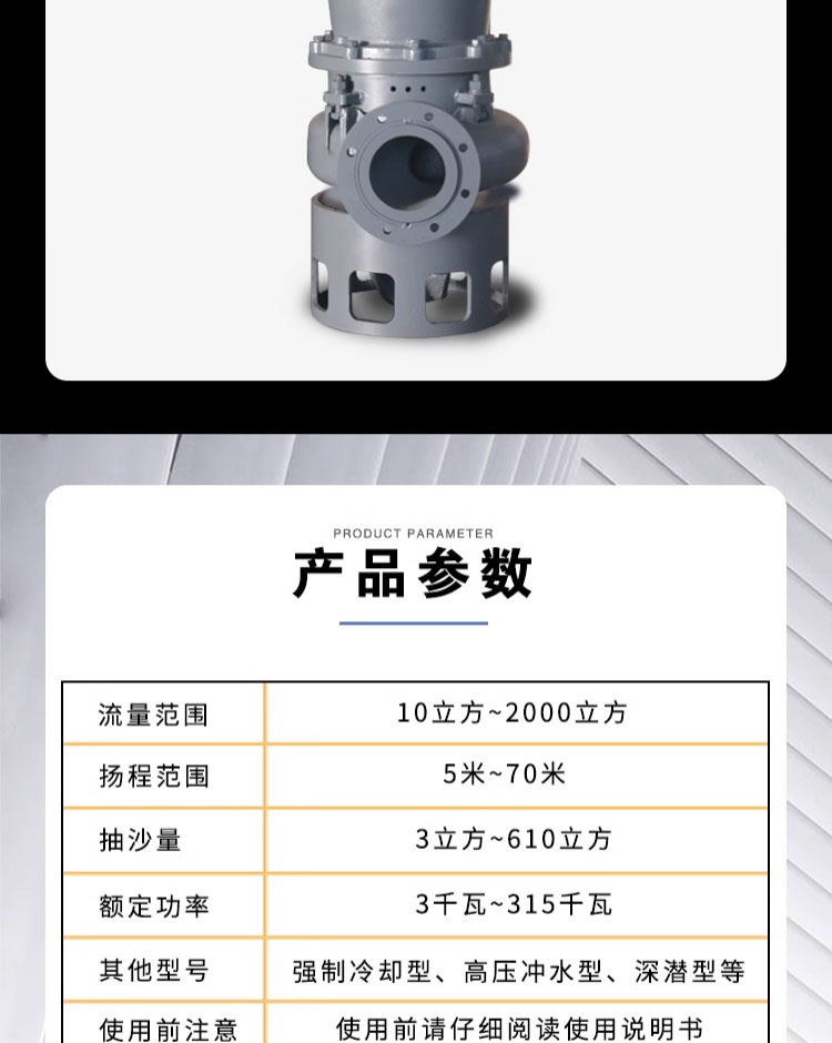 进口吸沙机清淤泥泵大功率抽沙泵合金密封潜水渣浆泵大型螺杆吸砂污泥(图3)