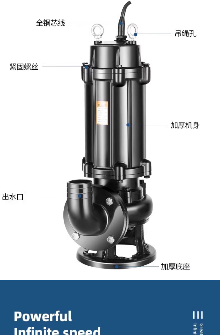 进口无堵塞排污泵三相潜地下室提升泵抽粪泵泥浆泵(图11)