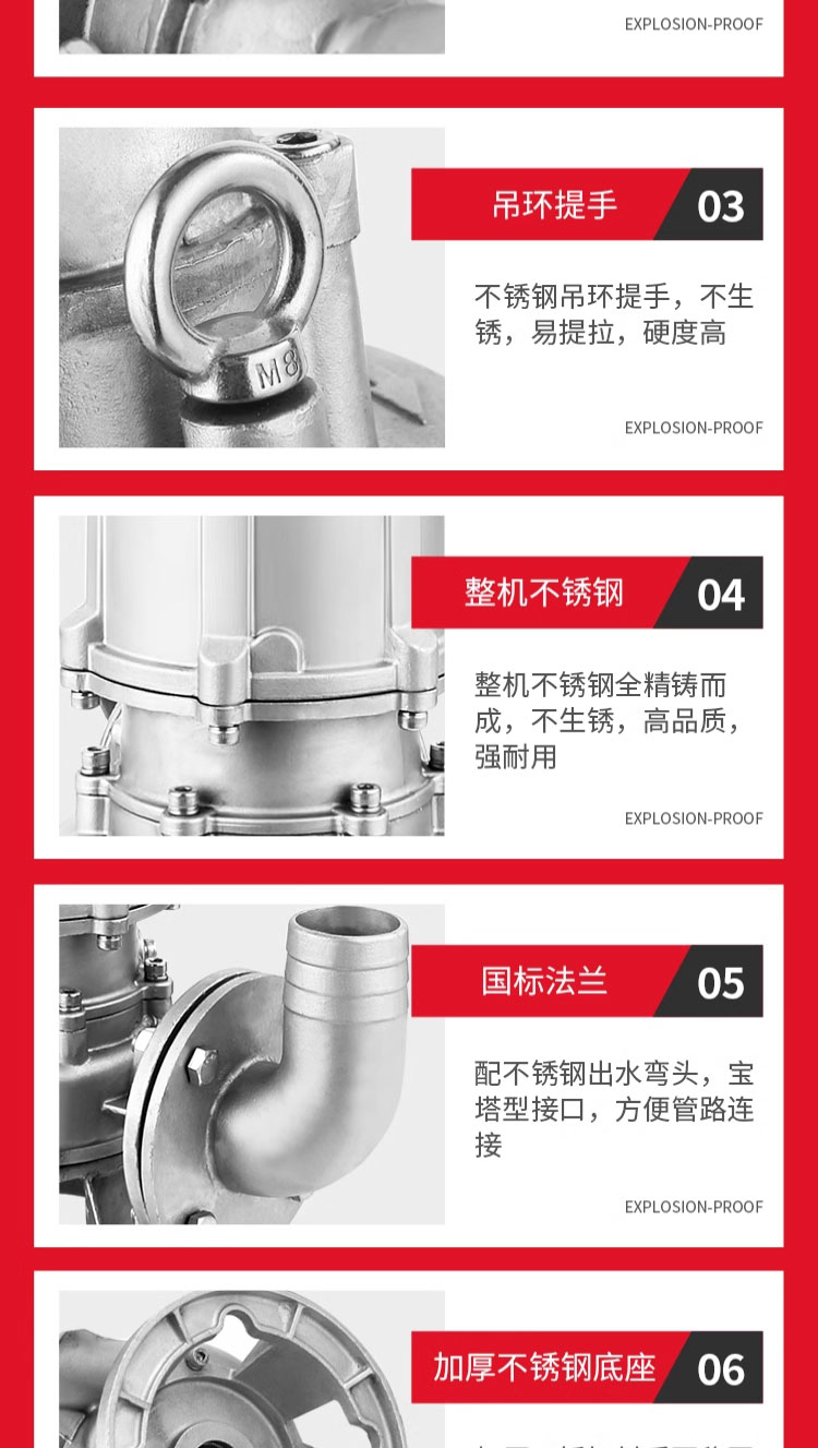 进口防爆污水泵380V三相矿用304不锈钢耐腐蚀316L防爆潜水泵排污泵(图14)