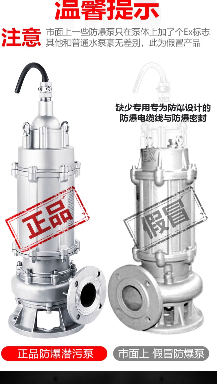 进口防爆污水泵380V三相矿用304不锈钢耐腐蚀316L防爆潜水泵排污泵(图5)