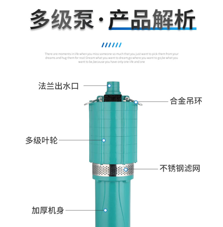 进口QD多级潜水泵220V家用大流量灌溉水井高压高扬程农业抽水机(图11)