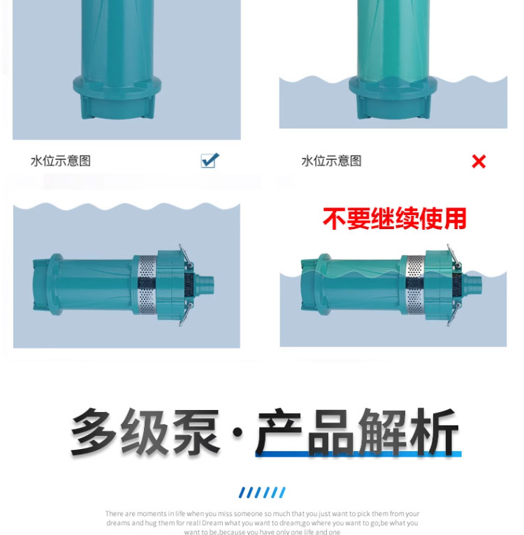 进口QD多级潜水泵220V家用大流量灌溉水井高压高扬程农业抽水机(图14)