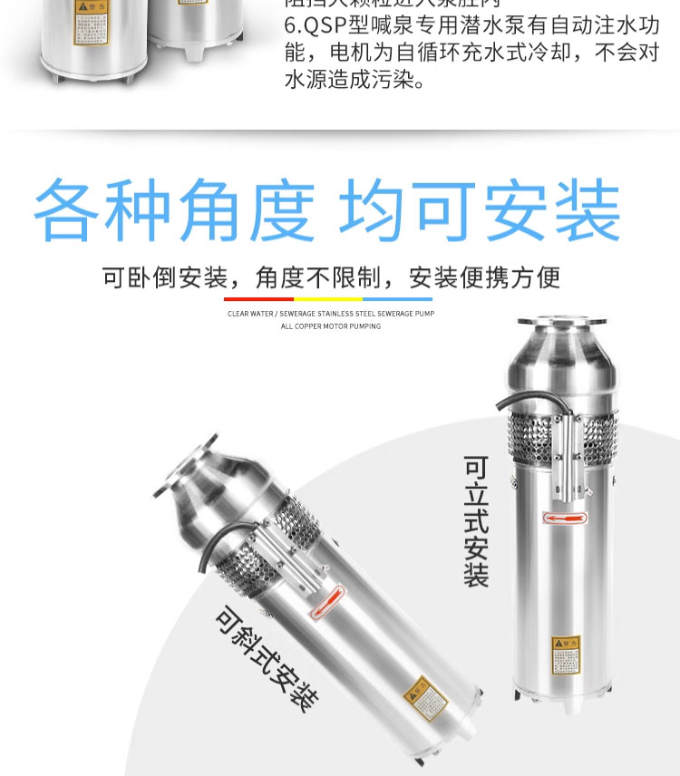 进口不锈钢喷泉泵景观转用泵假山小区潜水泵(图7)