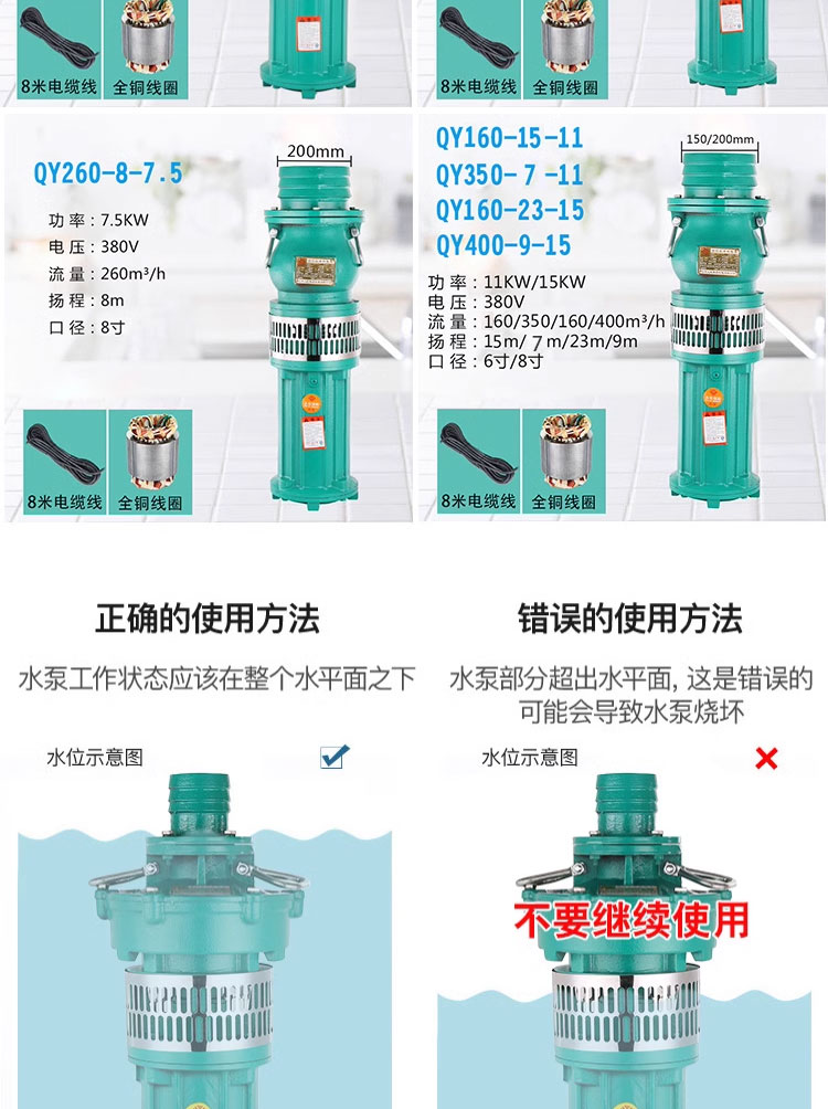 进口潜水泵380V油浸泵农田灌溉大流量喷泉泵深井工业抽水泵(图20)