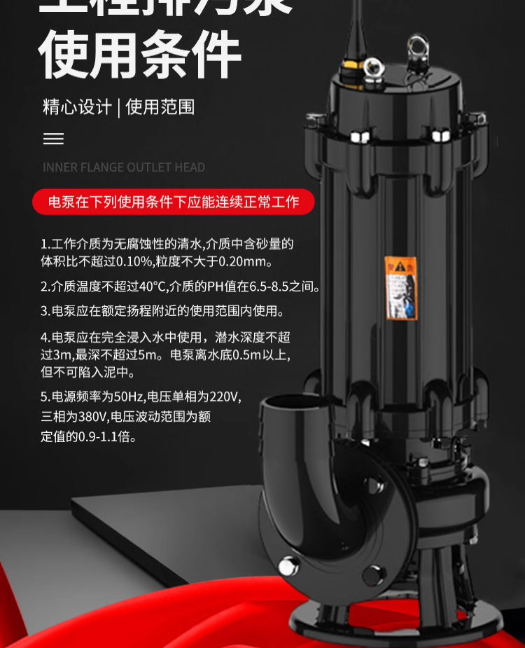 进口潜水排污泵380v法兰污水泵高扬程大流量鱼塘清淤抽水泵(图14)