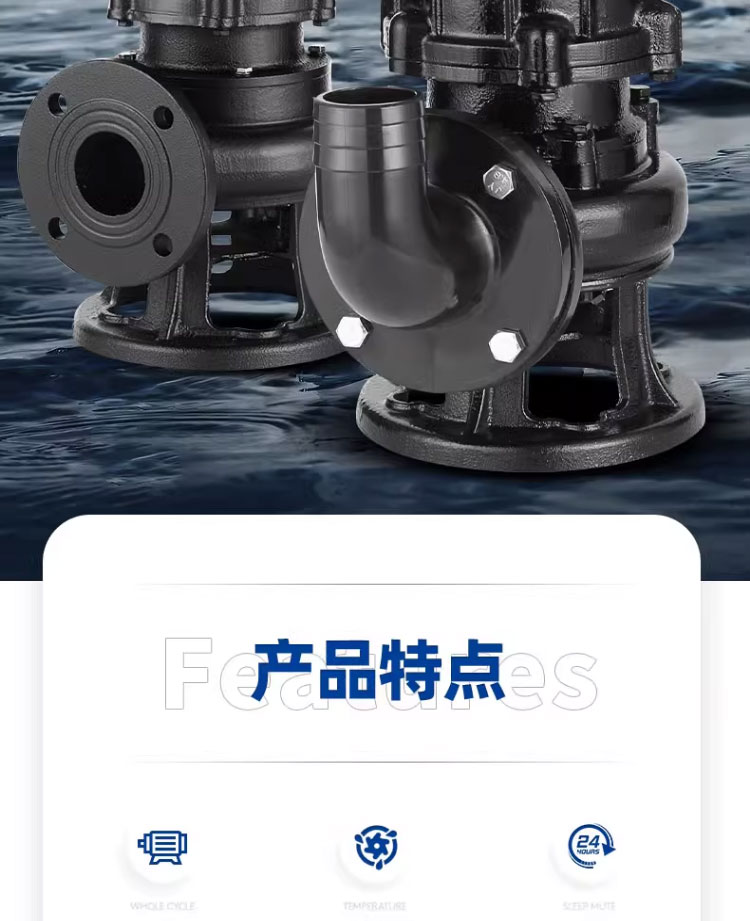 进口污水泵潜水排污泵380v大流量抽粪220v泥浆污水提升高杨程潜污泵(图2)