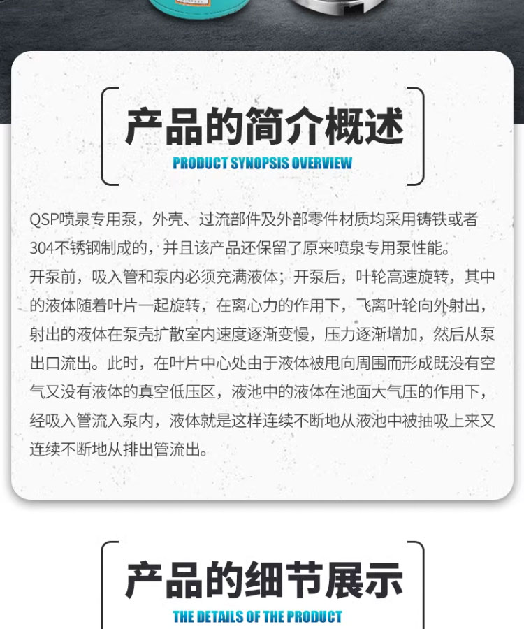 进口不锈钢景观喷泉泵水池花园喷水水泵可耐频繁启动喷泉专用潜水电泵(图2)