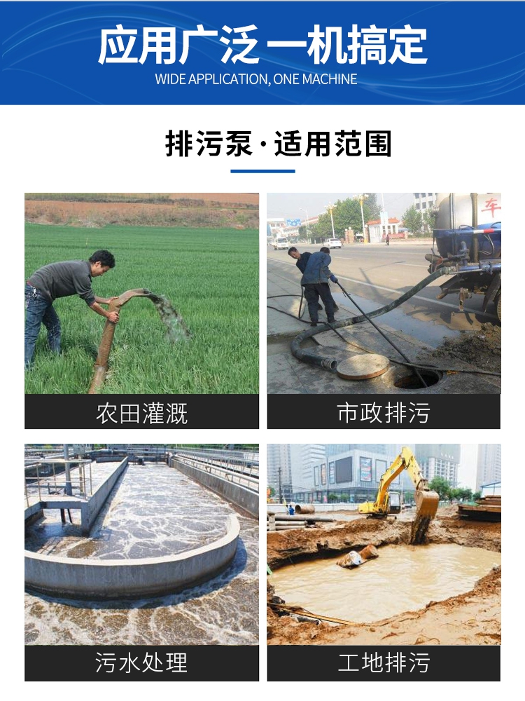 进口排污泵法兰无堵塞高扬程大流量污水市政工程排涝全铜电机(图13)