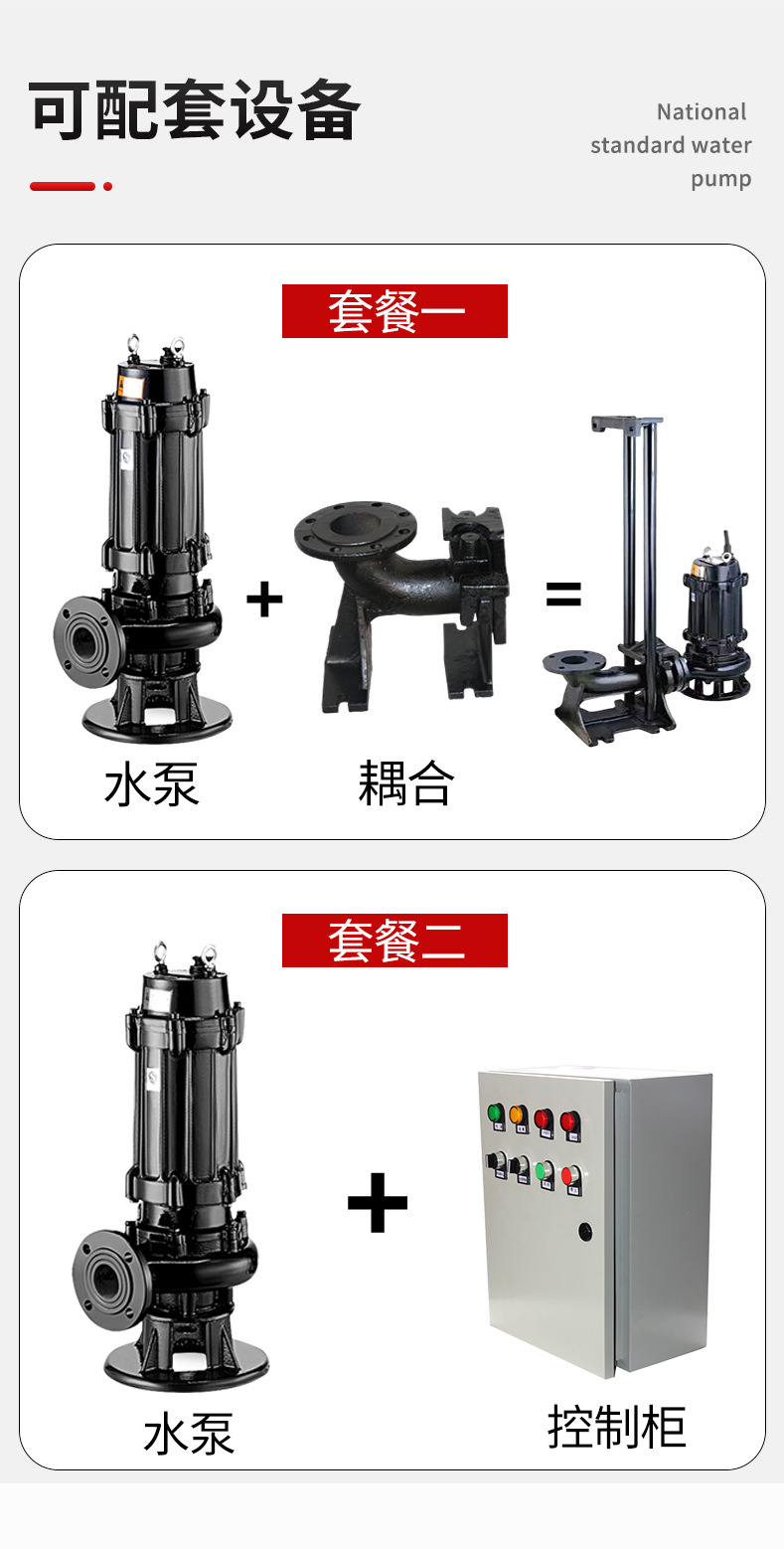 进口排污泵WQ污水潜水泵铸铁地下室大流量高扬程无堵塞三相离心潜污泵(图11)