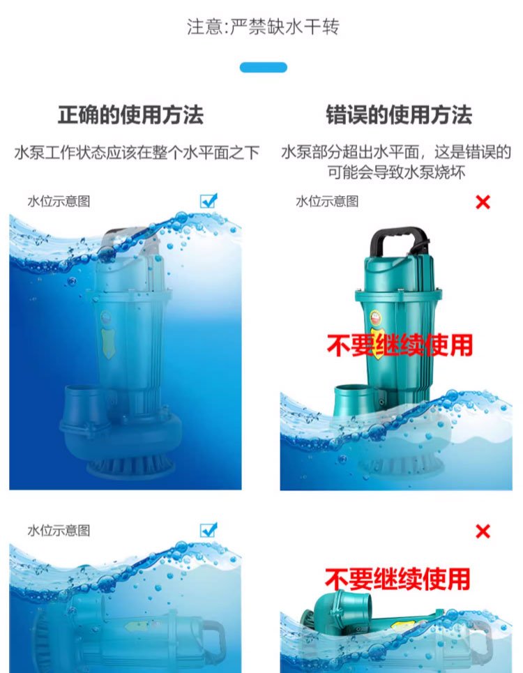 进口潜水泵220V家用高扬程大流量清水泵农用灌溉小型抽水泵深井吸水泵(图20)