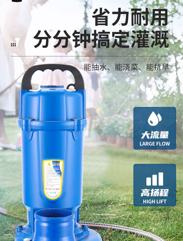 进口潜水泵220v家用小型抽水泵高扬程大流量农用灌溉排污抽水机清水泵(图7)