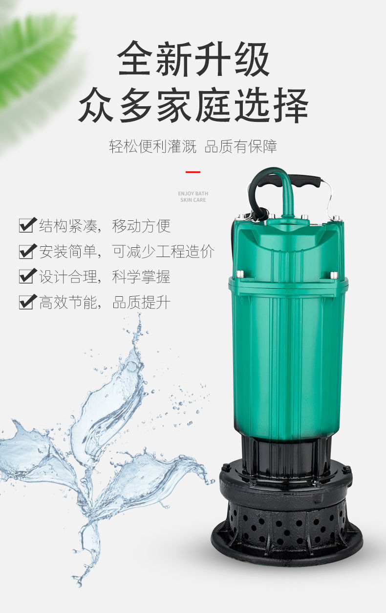 进口潜水泵220V污水泵家用抽水小型抽水机高扬程农用大流量灌溉排污泵(图6)