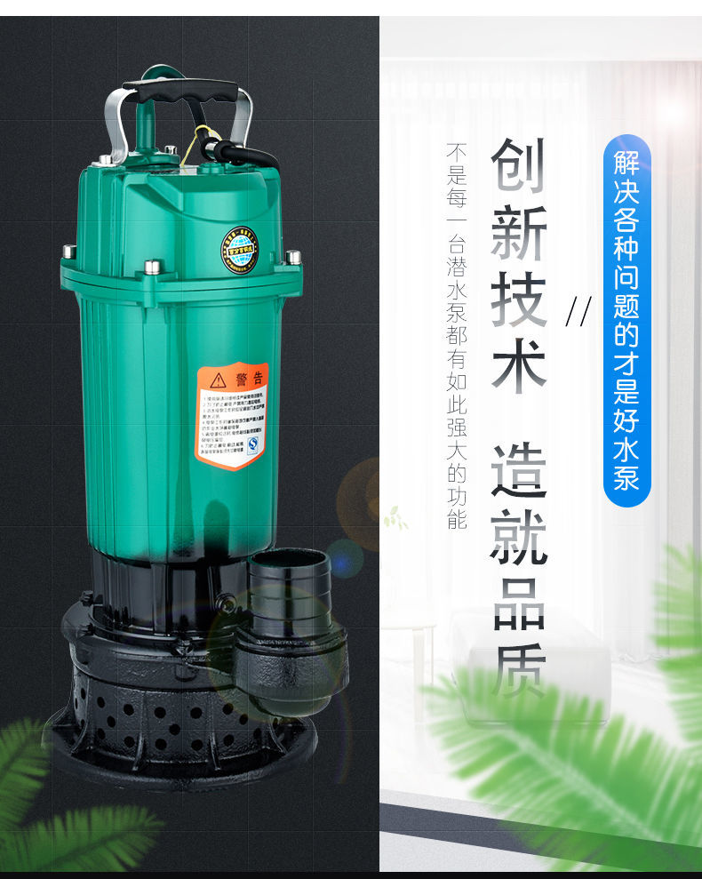 进口潜水泵220V污水泵家用抽水小型抽水机高扬程农用大流量灌溉排污泵(图1)