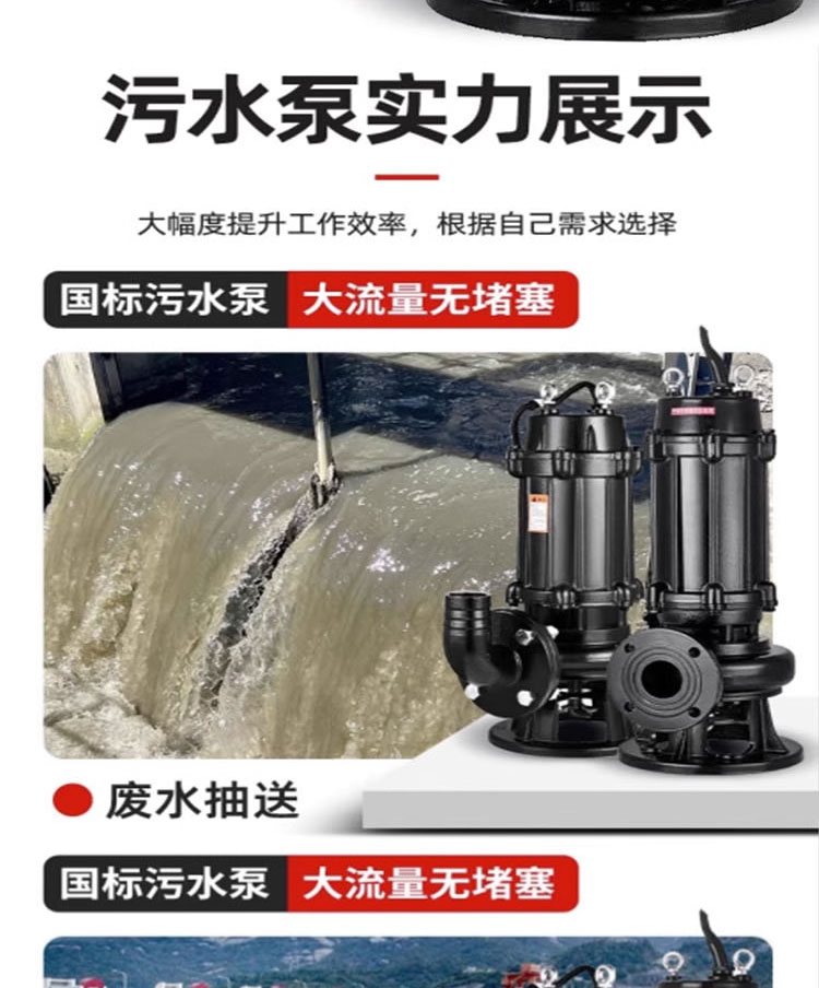 进口污水泵380V地下室大流量3寸4寸潜水排污泵抽粪泥浆工业潜污泵(图7)