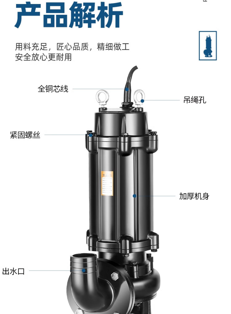 进口污水泵380v潜污三相排污水泵化粪池污水提升泵地下室集水井(图12)