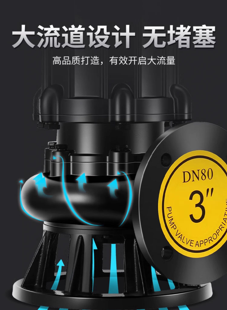 进口污水泵潜水排污泵380V抽粪泥浆1.5无堵塞2.2kw2寸3kw4kw7.5kw三相(图4)